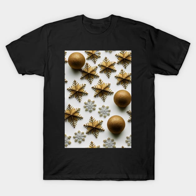 Christmas Seamless Pattern - Yellow Snowflakes #7.4 T-Shirt by Endless-Designs